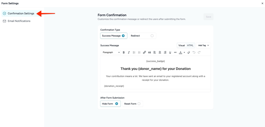 Form Confirmation