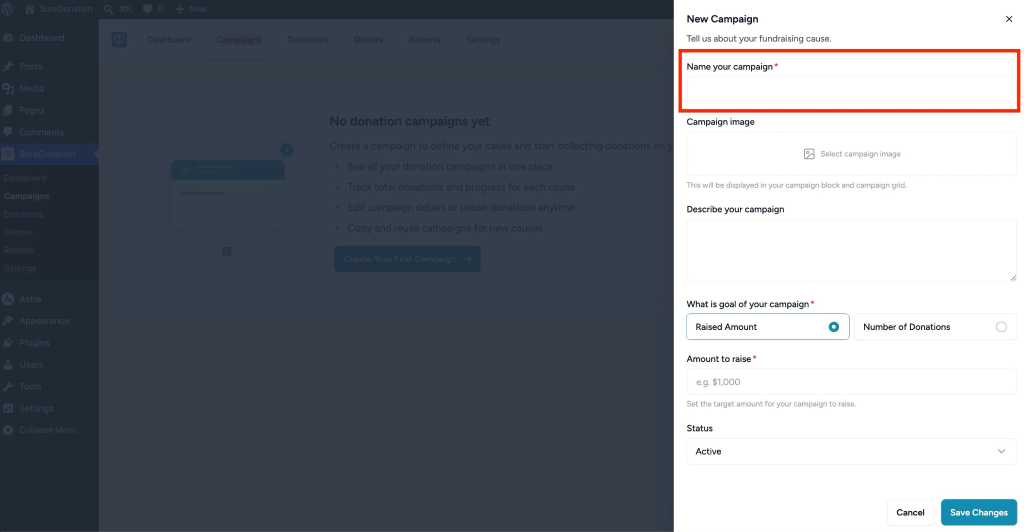 Creating Your First Campaign in SureDonation