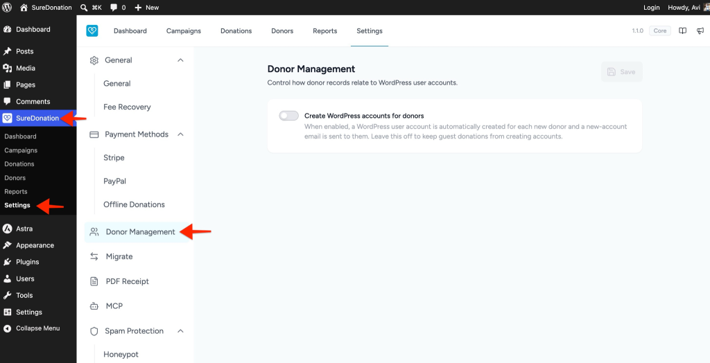 Configuring Donor Management in SureDonation SureDonation > Settings