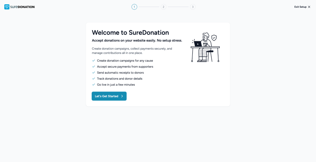 SureDonation welcome screen benefits