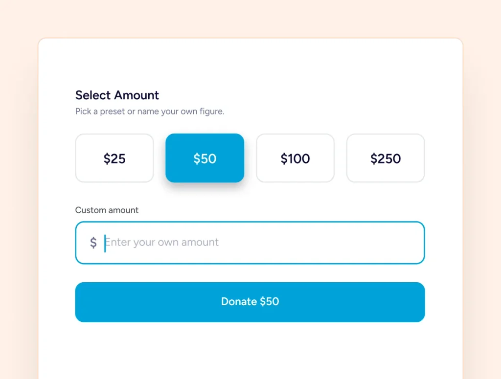 Donation Forms Select donation amount