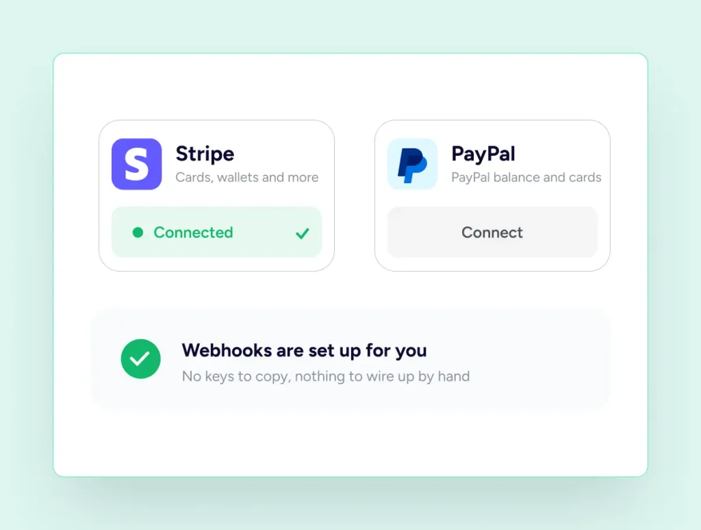 Payments Payment integrations and webhooks setup