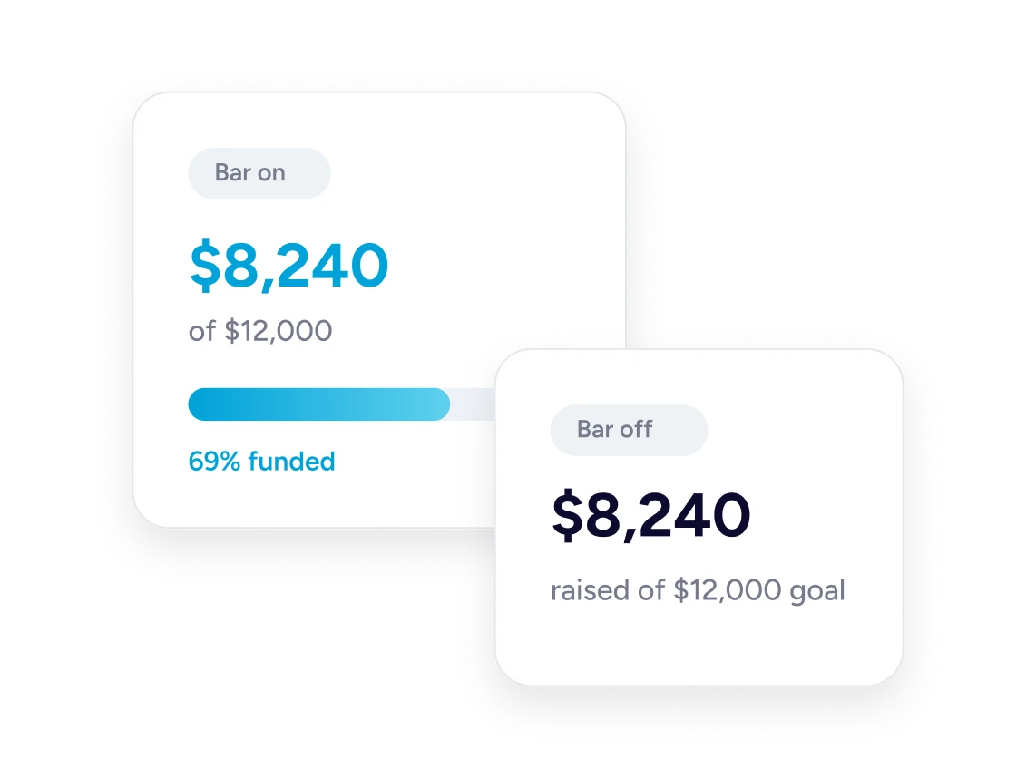 Campaign Goals & Progress Tracking Funding goal progress display