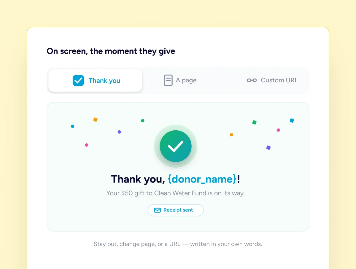 Donation confirmation page graphic
