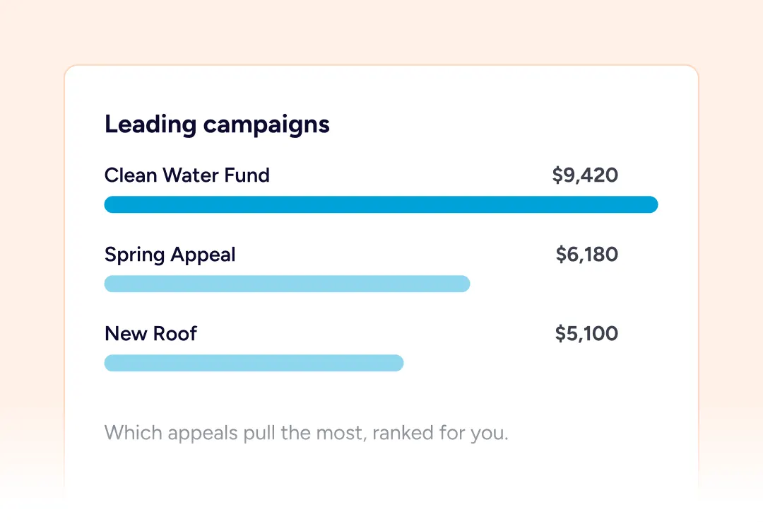 Fundraising Reports & Analytics Leading campaigns ranking bar chart