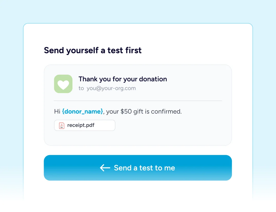 Test donation confirmation email.