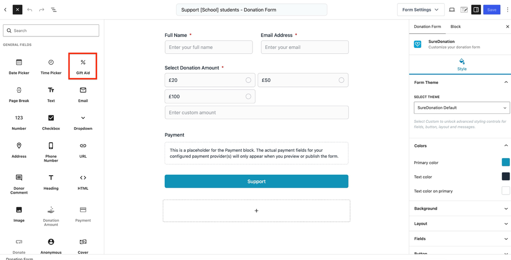 Gift Aid form field icon