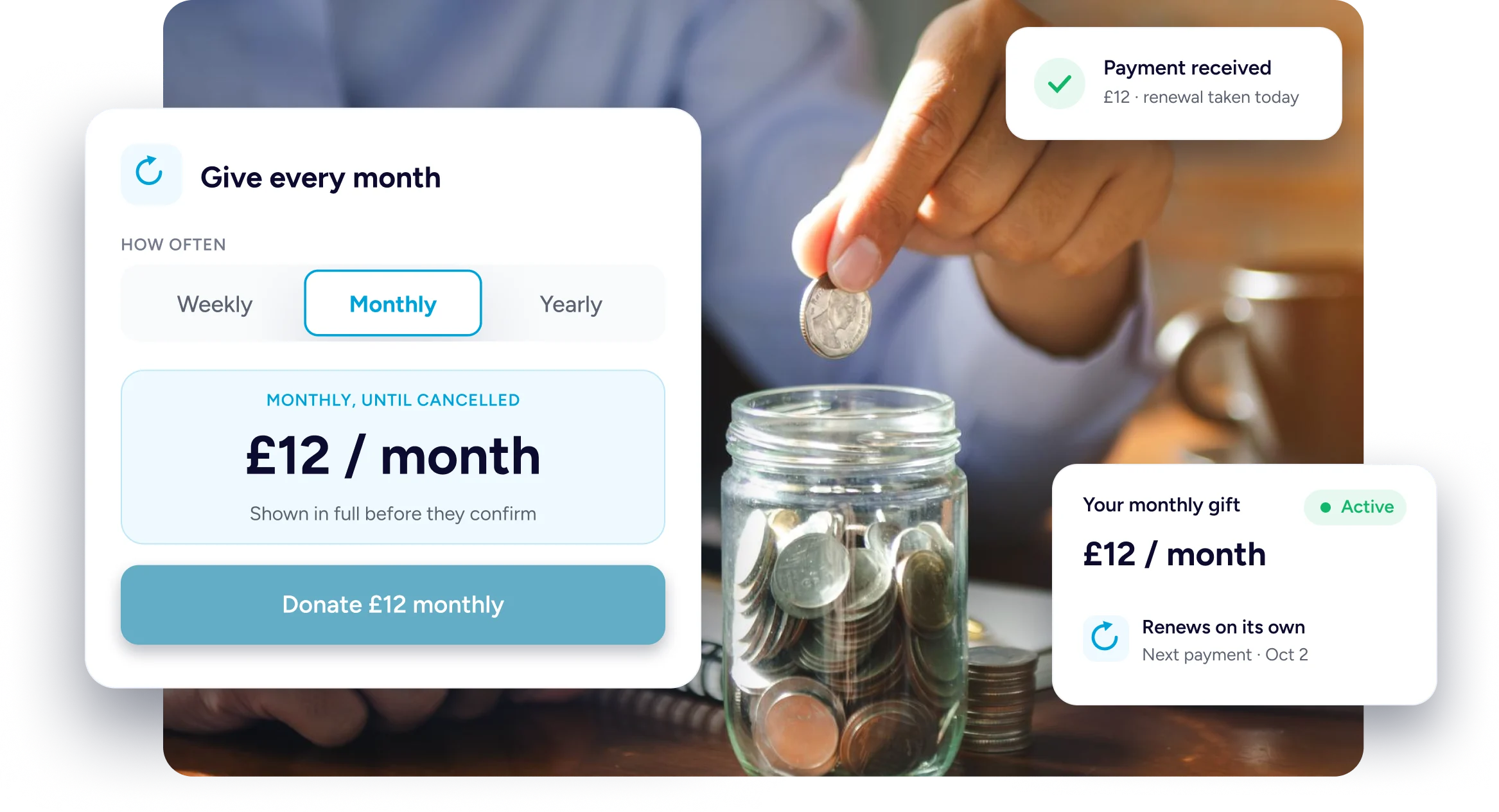 Recurring Donations Monthly donation to jar